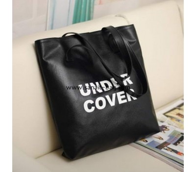 Black PU leather shopping bag for ladies SH-003