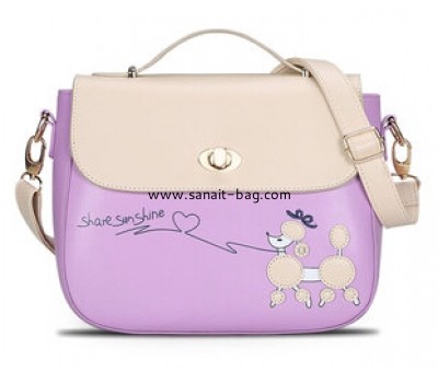 Women PU leather messenger bag with contrast color WM-006