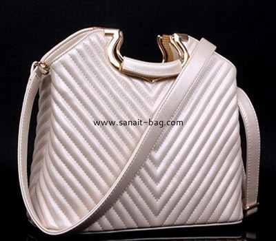 Women fashion sew-in lines PU V-shape tote bag WT-027