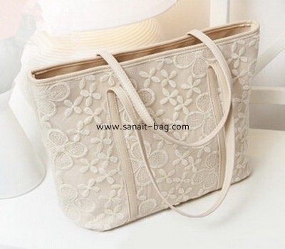 Ladies high capacity PU surface lace flower handbag WT-034
