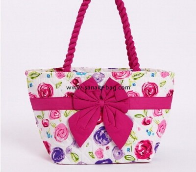 ladies bangkok flower canvas beauty handbag with butterfly tie WT-037