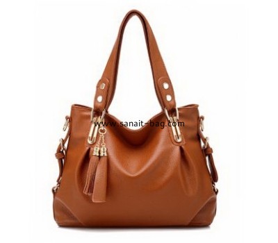 Latest fashion design ladies PU leather tote handbag with tassel WT-044
