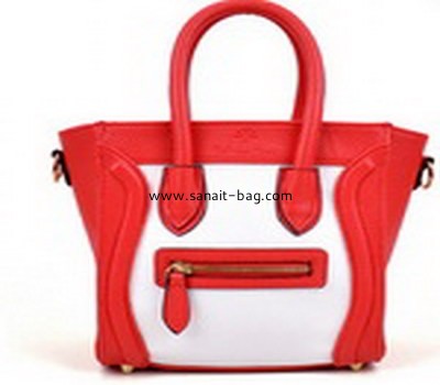 Women PU leather contrast color smille decoration handbag MT-048