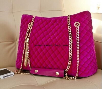 2015 new fashion design woolen cloth handbag with metal chain for ladies WT-120