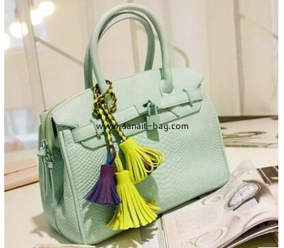 2015 fashion style single shoulder strap PU leather tote bag for ladies with tassel WT-142