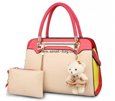 Young ladies contrast PU leather tote handbag WT-178